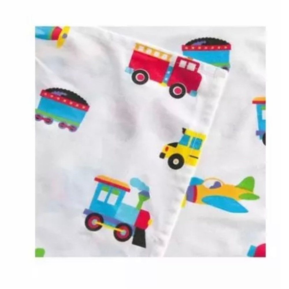 Wildkin's  Olive Kids Trains, Planes, Trucks Full Sheet Set 💯 COTTON Made In Pa